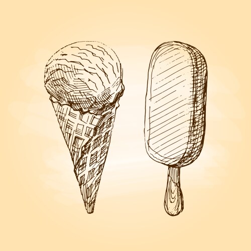 Ice cream freehand drawing Vector Image