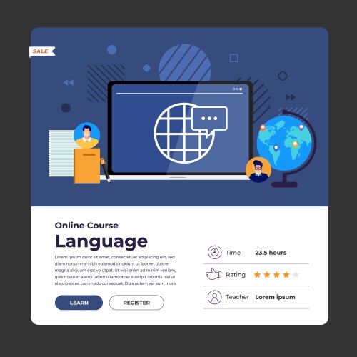 Online language courses Royalty Free Vector Image