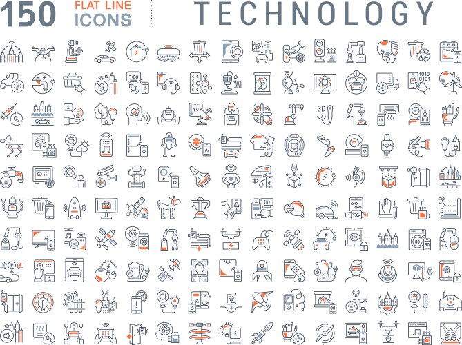 Set flat line icons smart house Royalty Free Vector Image