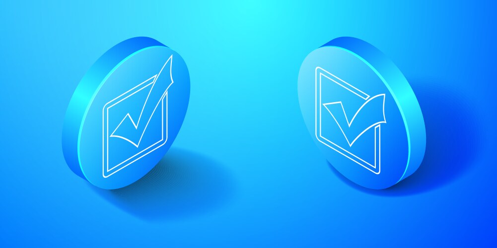 Isometric check mark in a box line icon isolated vector image