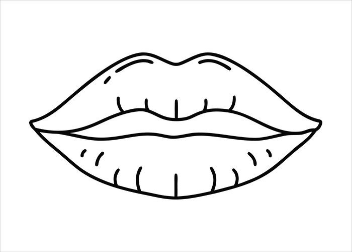 Elegant Line Art Lips Vector Image