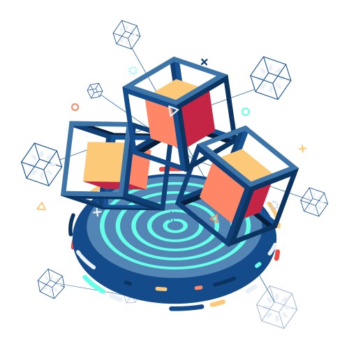 isometric blockchain network vector