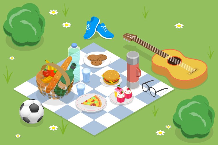 Family picnic isometric concept Royalty Free Vector Image