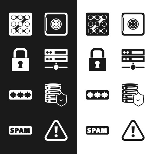 Set server data web hosting lock graphic vector image
