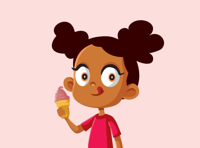 African Girl with Ice Cream Vector Image