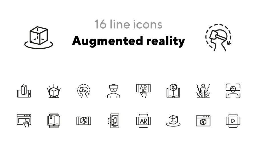 Augment reality line icon set – Royalty-Free Vector | VectorStock