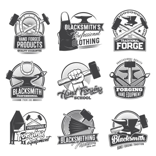 Blacksmithing Icons - Forge & Tools Vector Image