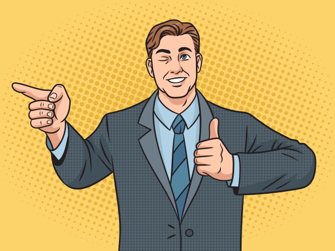 Man pointing with index finger gesture meme vector image