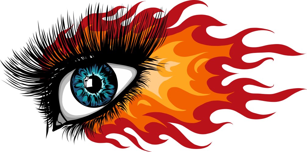 woman eye with fire and flames vector image