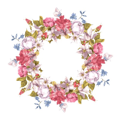 Floral Wreath Invitation Vector Image
