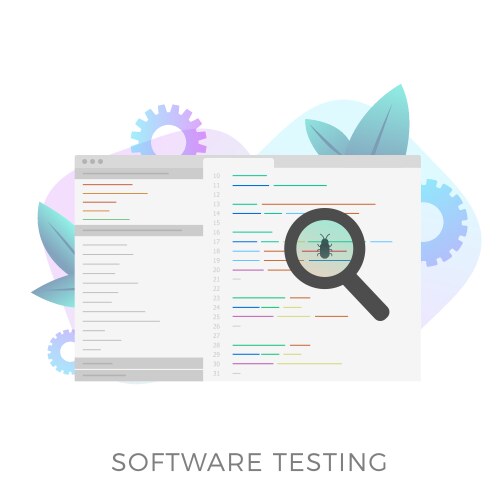 Program code screen debugging development process vector image