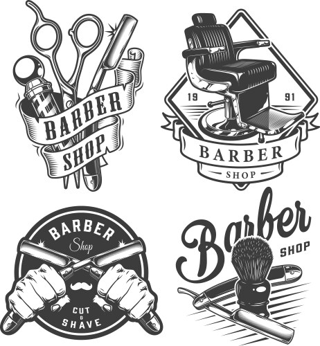 Vintage Barbershop Emblems Vector Image