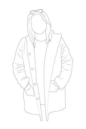 Woman standing in coat sketch Vector Image