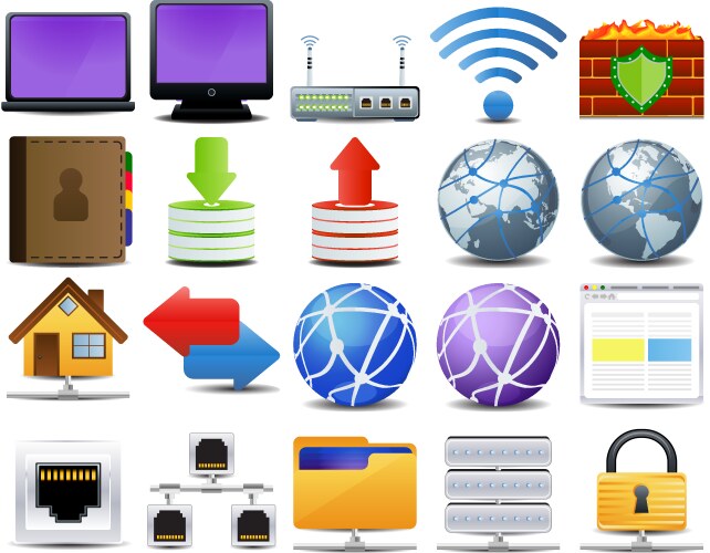 Network and Computer Icons vector image