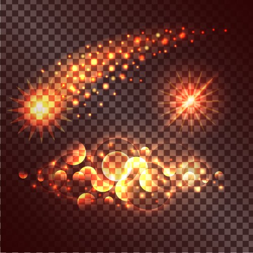 Set of twinkle actions on transparent background vector image
