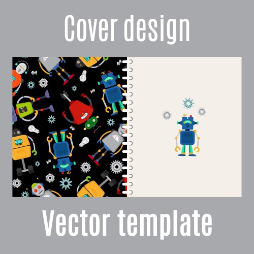 Cover design with robots pattern vector image
