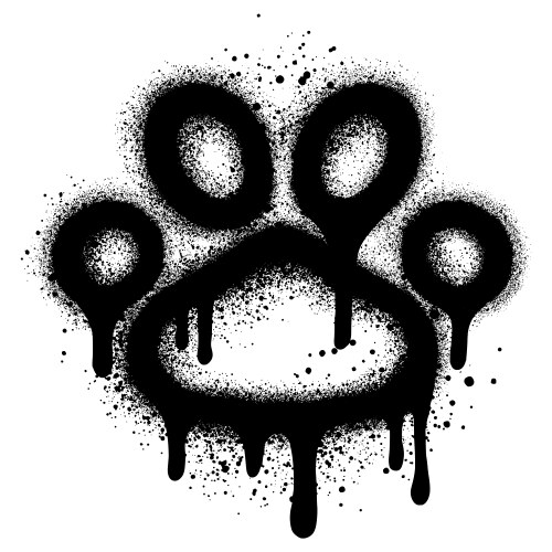 Paw print graffiti with black spray paint Vector Image