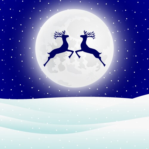 Reindeer jumps against the background of moon Vector Image