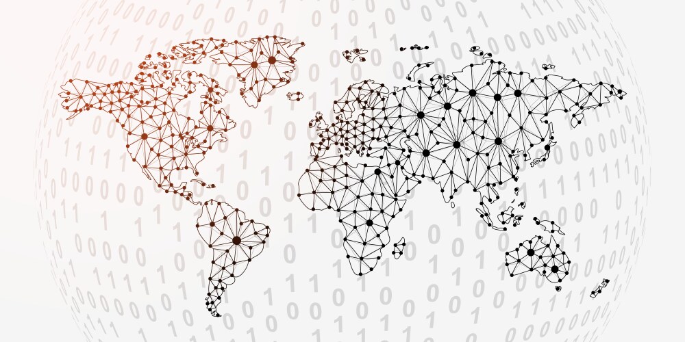 3D World Map with Binary Code vektorbild