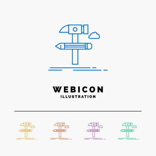 Build design develop tool tools 5 color line web vector image