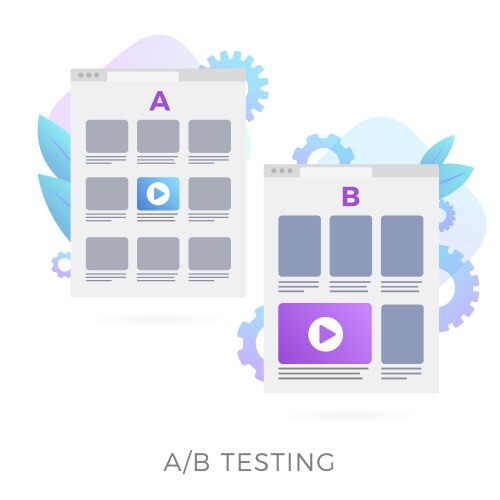 A b split testing - two webpages with different ui vector image