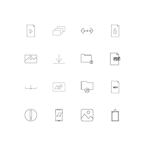 Files and folders sign simple linear icons set vector image