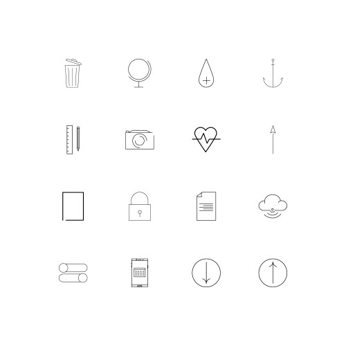 Web and text simple linear icons set outlined vector image