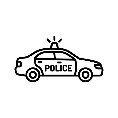 Simple outline handdrawn police car Vector Image