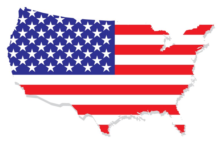 Usa map with the national flag inside Royalty Free Vector