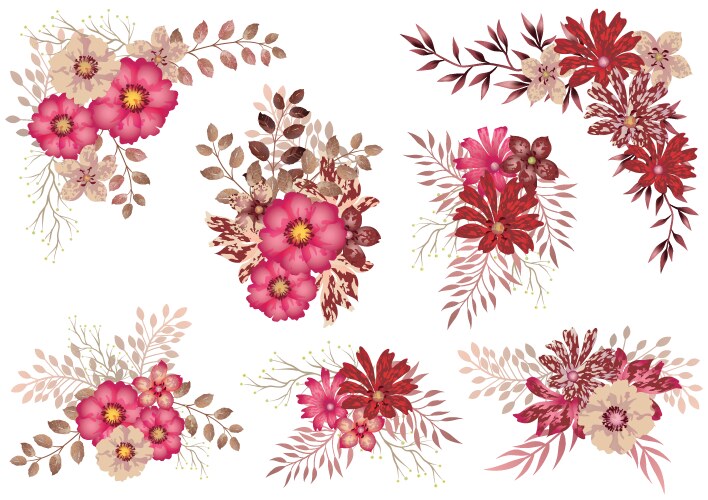 Watercolor Floral Elements Set Vector Image