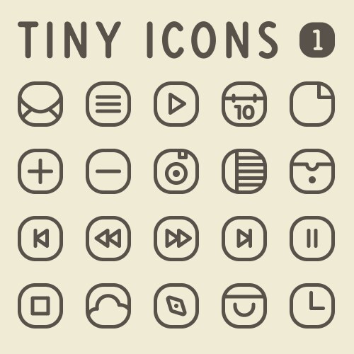 Tiny line icons for web and mobile applications vector image
