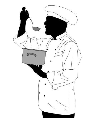 Kitchen chef tasting soup Vector Image