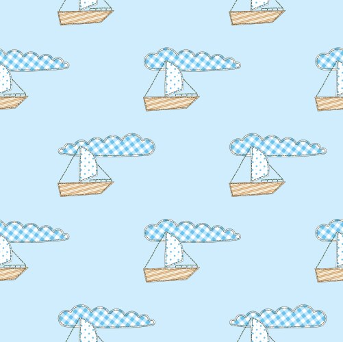 Patchwork boat seamless pattern vector image