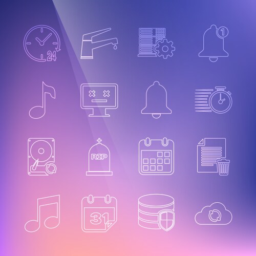 Set line cloud sync refresh delete file document vector image