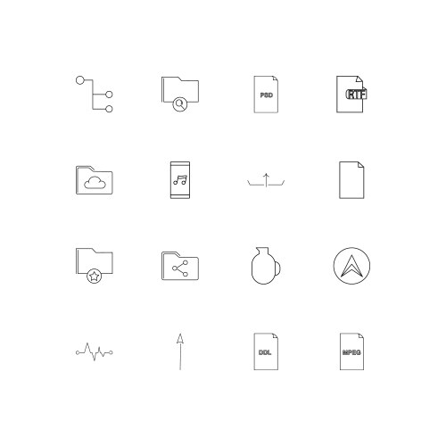 Files and folders sign linear thin icons set vector image