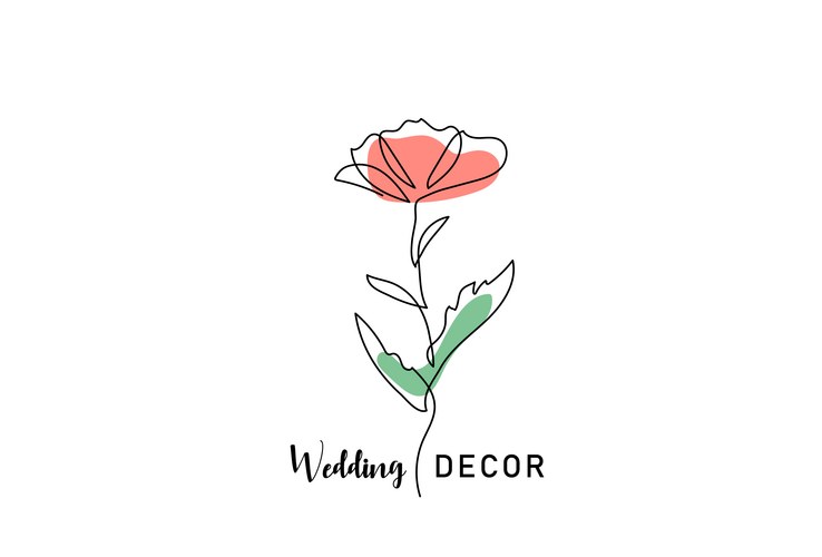Wedding decor logo with flower line art – Royalty-Free Vector | VectorStock