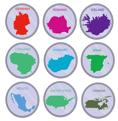 countries of the world on coins set vector image