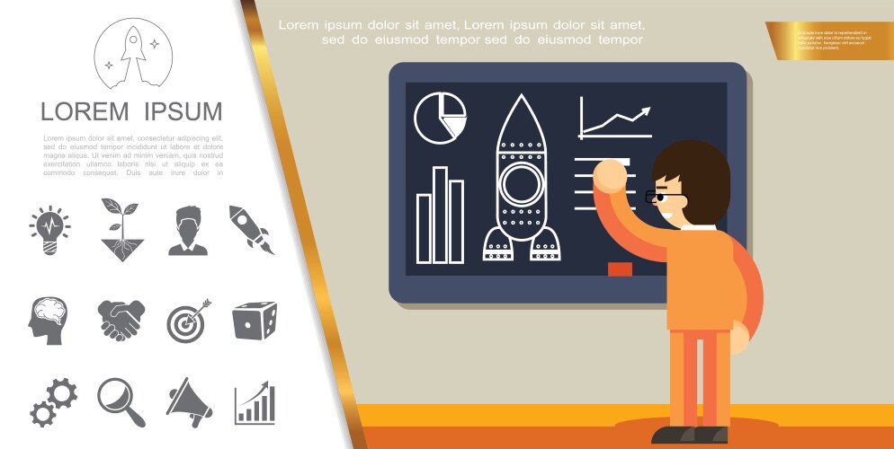Startup flat compositions set Royalty Free Vector Image