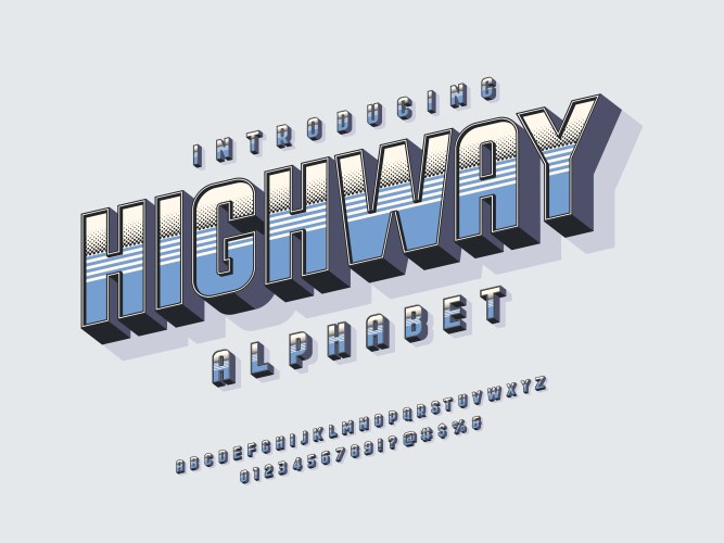 3d retro font Royalty Free Vector Image - VectorStock