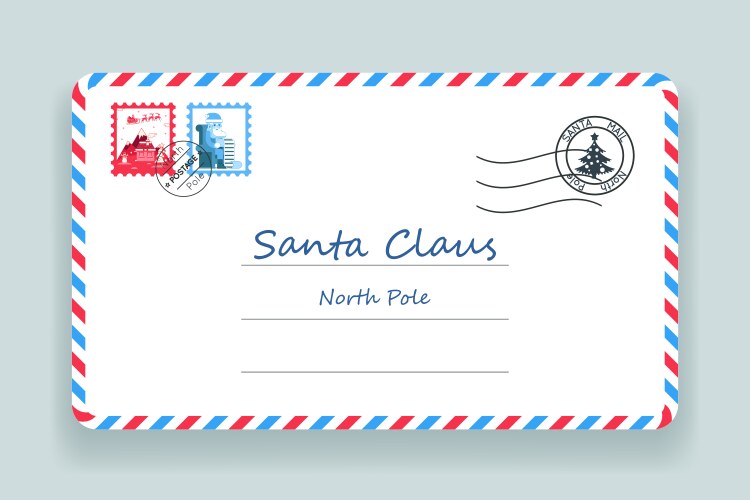 santa claus christmas mailing address letter post vector image