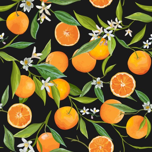 Seamless pattern orange fruits background Vector Image