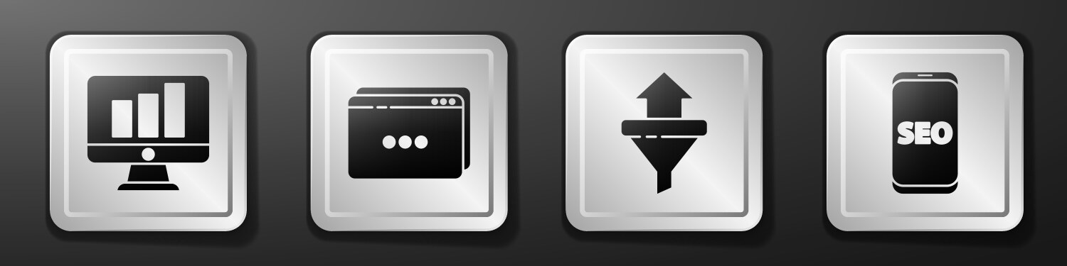 Set monitor with graph chart website template vector image