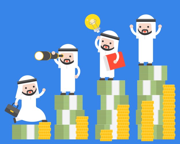 Different arab businessman and super vector image