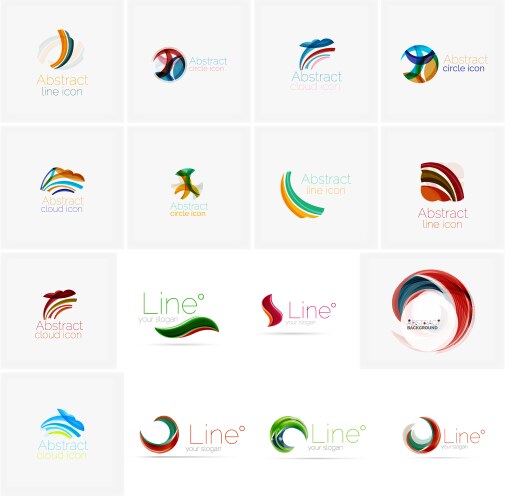 Set of abstract wavy elements circles swirls vector image