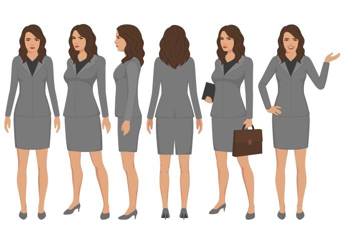 Set of cartoon businesswomen character vector image