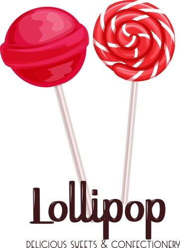 Cute pink candy lollipop icon flat design Vector Image
