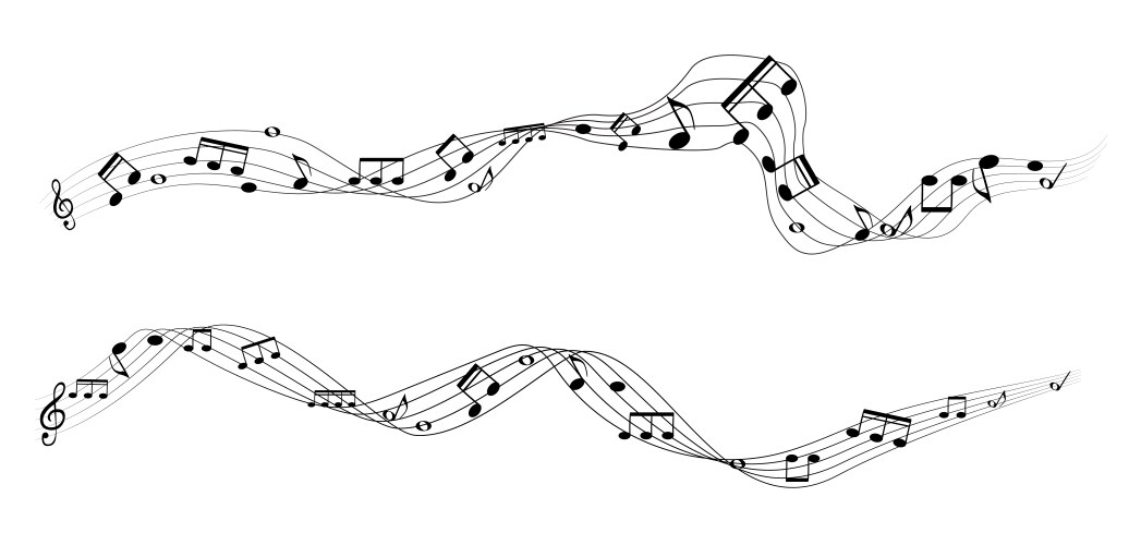 Set of musical notes on five-line clock notation vector image
