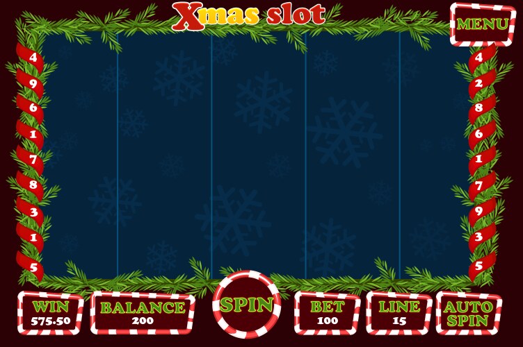 Christmas slot game ui interface and buttons vector image