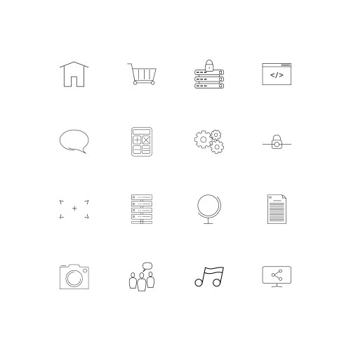 Web and text simple linear icons set outlined vector image