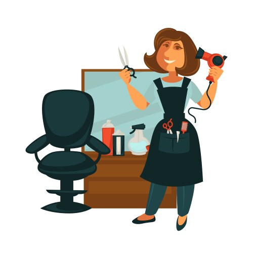 hairdresser woman in hair beauty salon vector